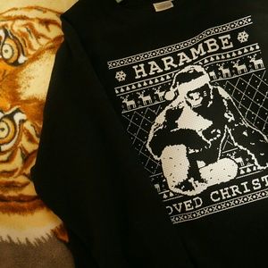 DEAD MEME. HARAMBE CHRISTMAS SWEATER.